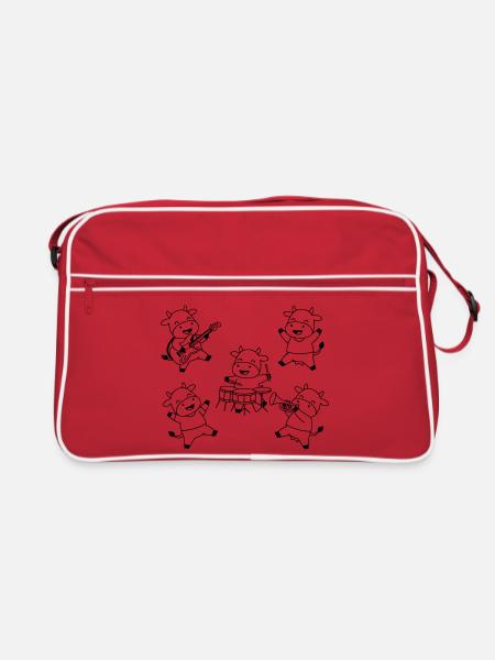 Comique de fête musicale du groupe de vaches mignonnes - Sac Retro - rouge/blanc - Devant
