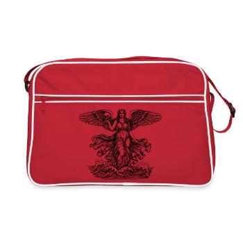 Greek goddess Aphrodite at the sea with the skull  - Retro Bag - red/white - Front