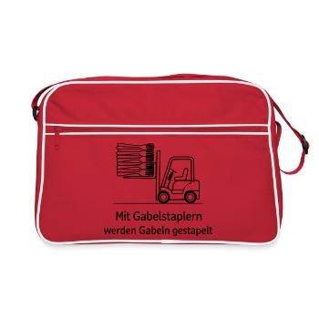 Empilement de fourches de jeux de mots sur chariot élévateur - Sac Retro - rouge/blanc - Devant