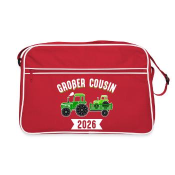 Annonce de grossesse de Je serai cousine en 2026 - Sac Retro - rouge/blanc - Devant
