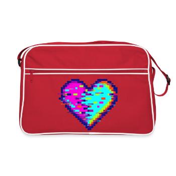 Cœur Glitch Pixel Néon Amour - Sac Retro - rouge/blanc - Devant
