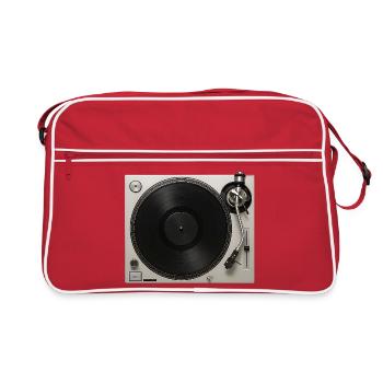 Turntable Gramophone Vinyl Record Game - Retro Bag - red/white - Front
