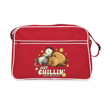 Just Chillin' Possum and Capybara - Retro Bag - red/white - Front