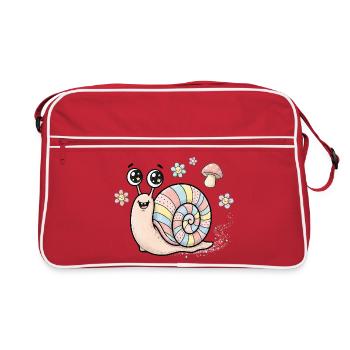 Colorful Rainbow Snail for Kids - Retro Bag - red/white - Front