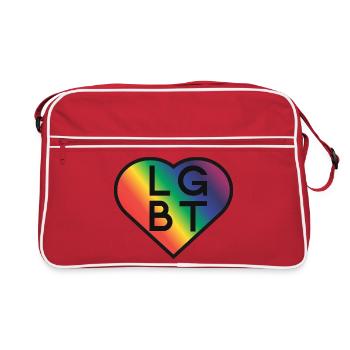 LGBT Rainbow Heart Pride Design - Retro Tasche - Rot/Weiß - Vorne