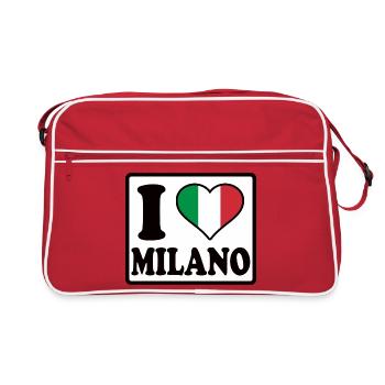 I love Milano, Milan - Retro Bag - red/white - Front