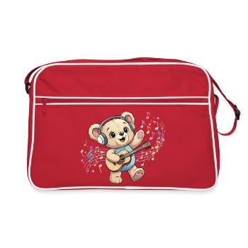 Cuddly Bear with Guitar Groove - Retro Bag - red/white - Front