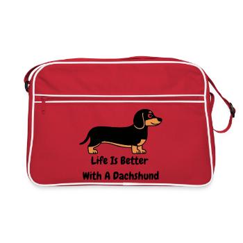 Dachshund Life - Retro Bag - red/white - Front