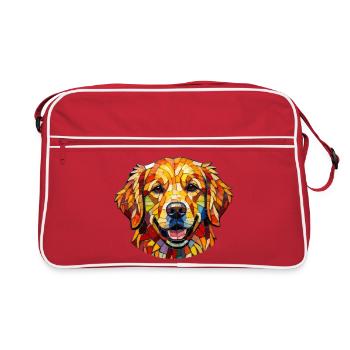 dog in a colorful mosaic style - Retro Tasche - Rot/Weiß - Vorne