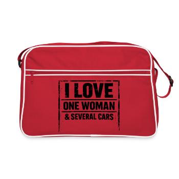 T-Shirt Humour Voiture Passion Mécanique Auto - Sac Retro - rouge/blanc - Devant