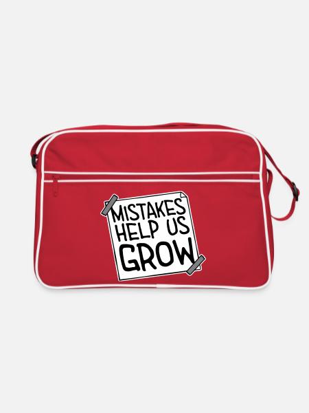 Mistakes Help Us Grow Lustig Motivational Wachstum - Retro Tasche - Rot/Weiß - Vorne