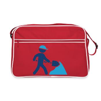 Construction Worker Line Icon Digging Vector Symbo - Retro Bag - red/white - Front