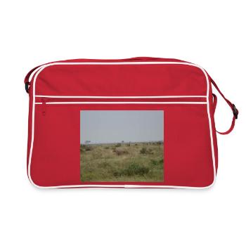Lion dans la savane au crépuscule - Sac Retro - rouge/blanc - Devant