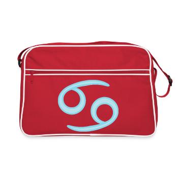 Signe du signe du Cancer Symbole du Signe Astrologique Bleu Pastel - Sac Retro - rouge/blanc - Devant