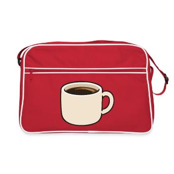 Minimalist Coffee Cup Cartoon Illustration - Retro Bag - red/white - Front