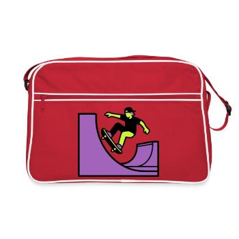 Skateboard Halfpipe Grafik - Retro Tasche - Rot/Weiß - Vorne