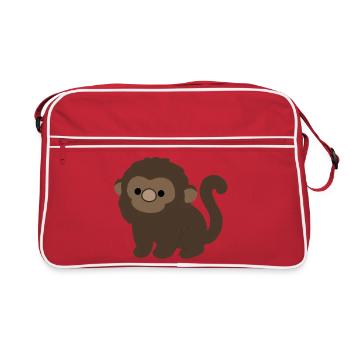 Neugieriger Heulaffe - Retro Tasche - Rot/Weiß - Vorne