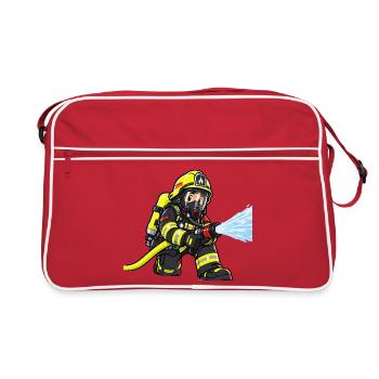 Kleiner Feuerwehrheld – Atemschutz Feuerwehr Kinde - Retro Tasche - Rot/Weiß - Vorne