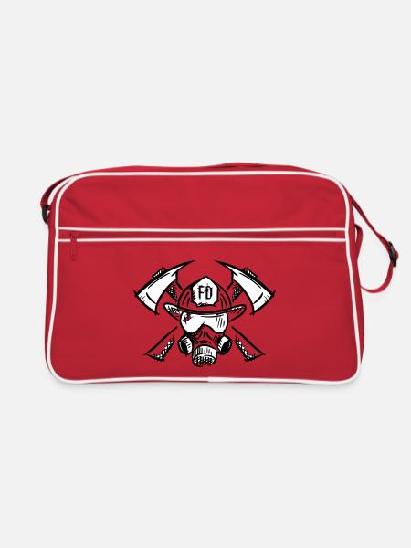 Pompier nouveau logo FD - Sac Retro - rouge/blanc - Devant