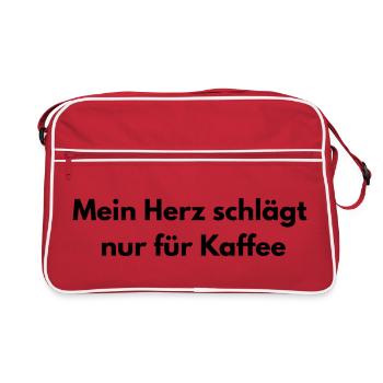 Dicton - Mon cœur ne bat que pour le café - Sac Retro - rouge/blanc - Devant
