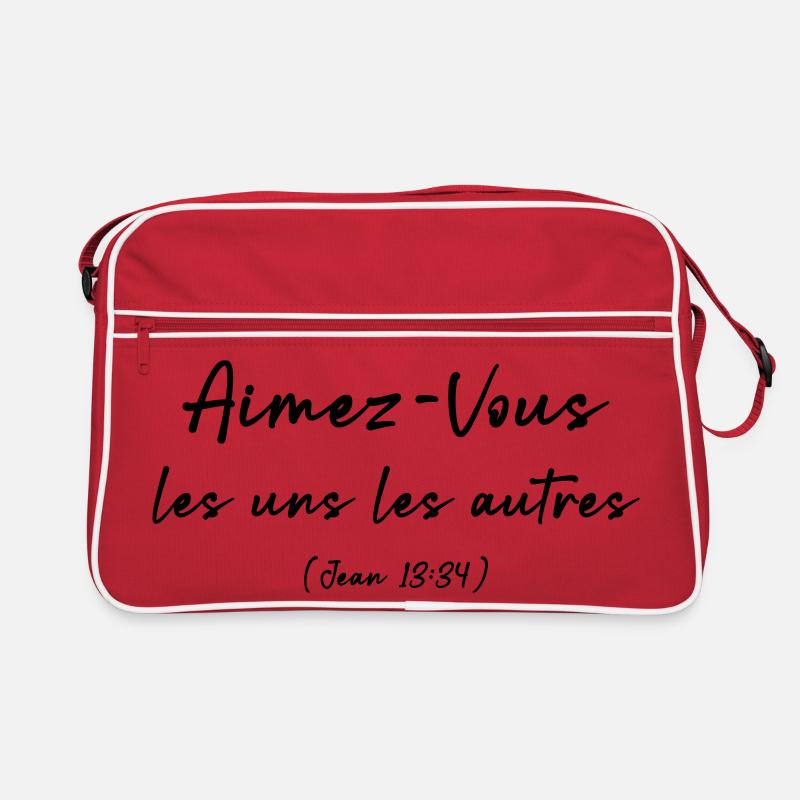 Liebt einander (Johannes 13,34) - Retro Tasche - Rot/Weiß