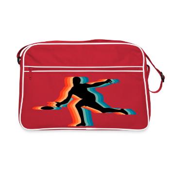 Frisbee Player Retro Silhouette Vintage Flying Dis - Retro Tasche - Rot/Weiß - Vorne