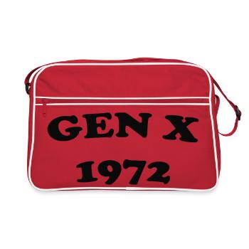 Gen X 1972 Retro Typography Shirt - Retro Bag - red/white - Front