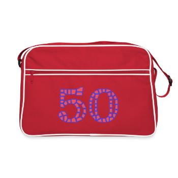 50. 50 ANS. 50e ANNIVERSAIRE. ANNIVERSAIRE 50 ANS. - Sac Retro - rouge/blanc - Devant