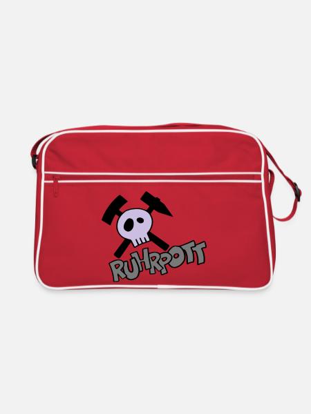 Ruhrpott Pirat - individualisierbar - Retro Tasche - Rot/Weiß - Vorne