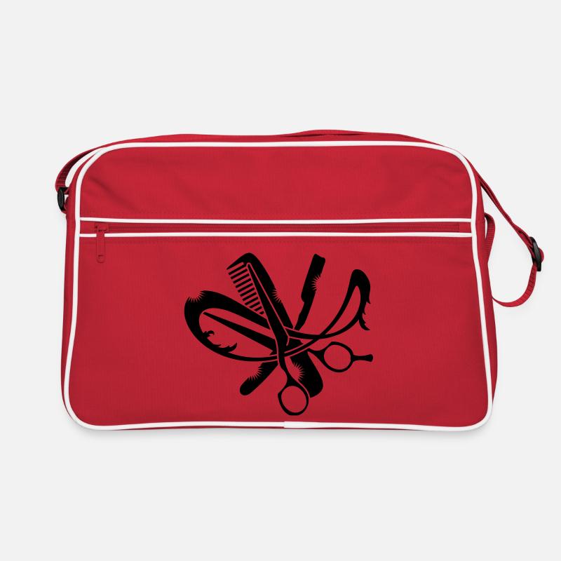 Un logo de coiffure avec un peigne, ciseaux et Sac Retro