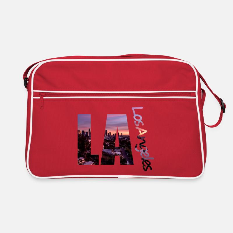LA - Los Angeles Skyline - Retro Tasche - Rot/Weiß