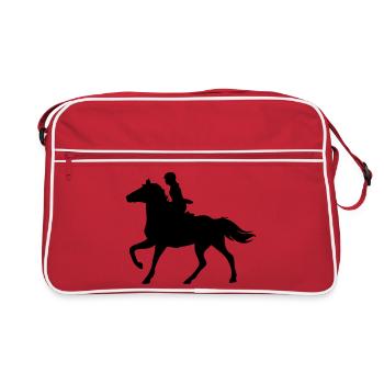 Horses, horse, riding,pony, cowboy, trot, Gallop - Retro Bag - red/white - Front