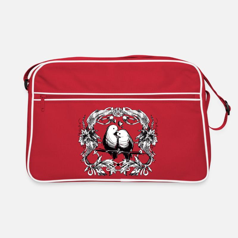 Inséparables / amour / relation / oiseaux / oiseau Sac Retro