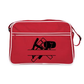 Logo de pavé transparent avec barre entre les deux - Sac Retro - rouge/blanc - Devant