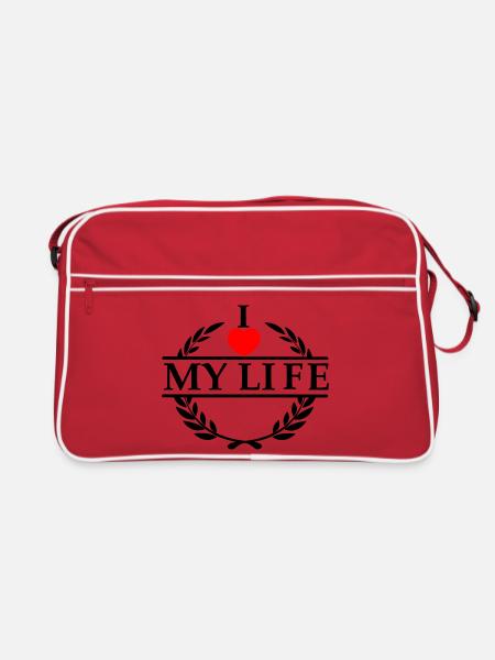 Liebe dich Herz 020 - Retro Tasche - Rot/Weiß - Vorne