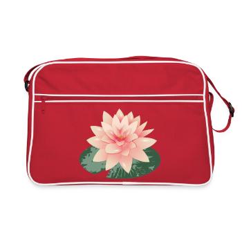 beautiful water lily with green water lily petal - Retro Bag - red/white - Front