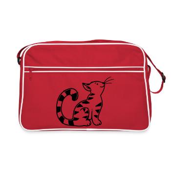 Cartoon Kitten - Retro Bag - red/white - Front