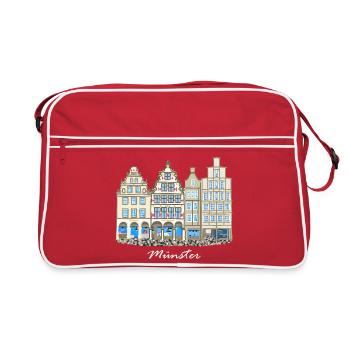 Münster Prinzipalmarkt, row of houses, Germany - Retro Bag - red/white - Front