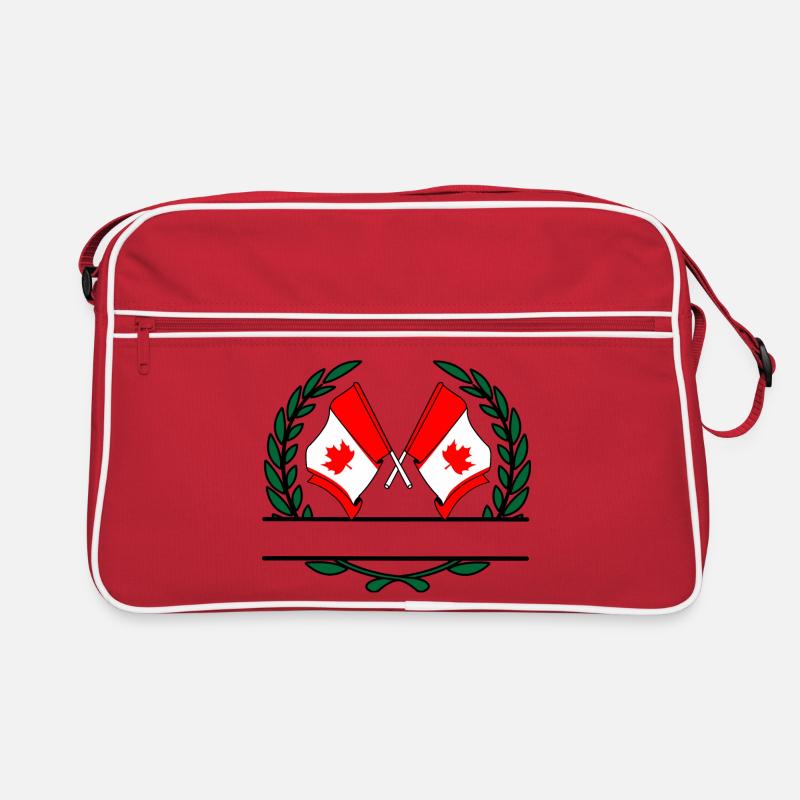 Bannière de couronne de laurier de Drapeaux Canada - Sac Retro - rouge/blanc