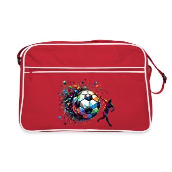 dynamic soccer player playing soccer - Retro Bag - red/white - Front
