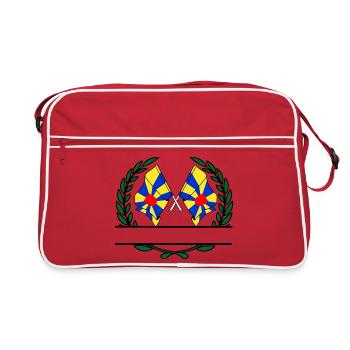 Drapeaux de Flandre occidentale en bannière de couronne de laurier - Sac Retro - rouge/blanc - Devant