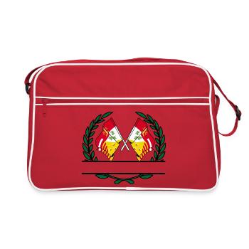 Drapeaux de Liège en bannière couronne de laurier - Sac Retro - rouge/blanc - Devant