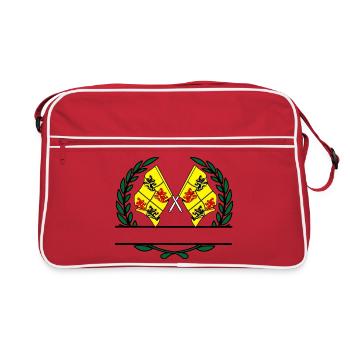 Drapeaux du Hainaut en bannière de couronne de laurier - Sac Retro - rouge/blanc - Devant