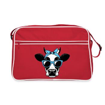 Vache avec lunettes de soleil - Sac Retro - rouge/blanc - Devant