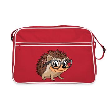 Hérisson drôle avec des lunettes design pour les amoureux des animaux - Sac Retro - rouge/blanc - Devant