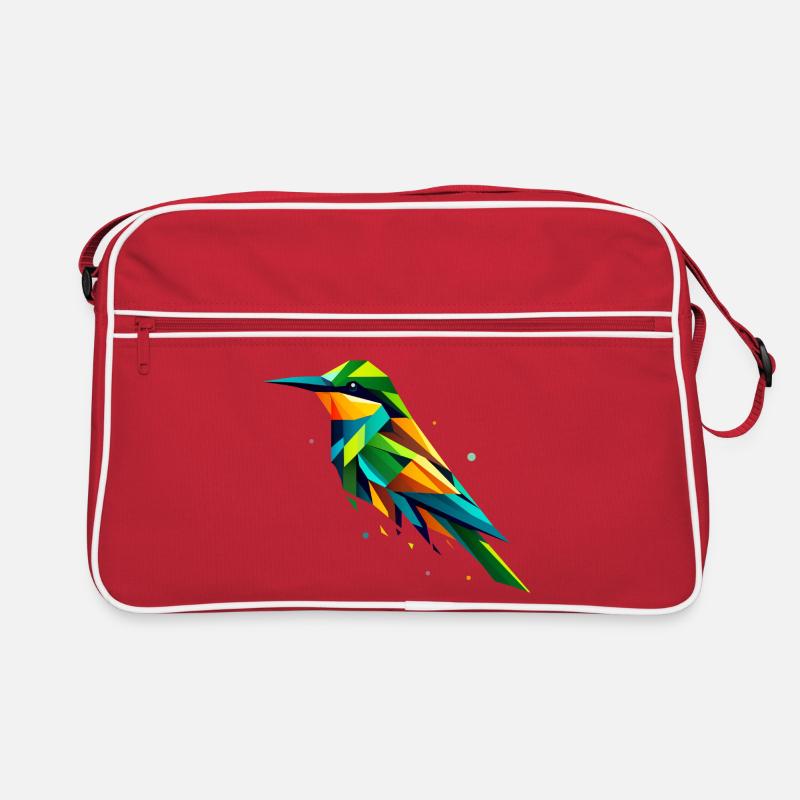 farbenfroher geometrischer Bienenfresser Vogel - Retro Tasche - Rot/Weiß