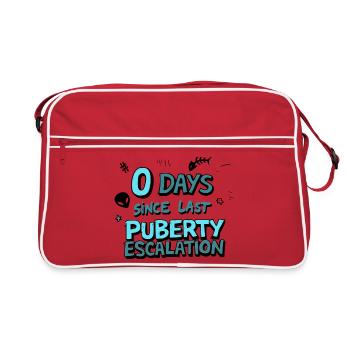 Pubertät Eskalation Fun Shirt - Retro Tasche - Rot/Weiß - Vorne