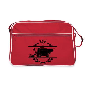 Moissonneuse-batteuse dans le style du logo de la couronne de laurier - Sac Retro - rouge/blanc - Devant