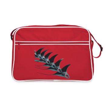 Manta Ray School – Elegant Underwater World - Retro Bag - red/white - Front