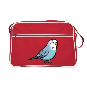 Amoureux des oiseaux perruches bleues - Sac Retro - rouge/blanc - Devant